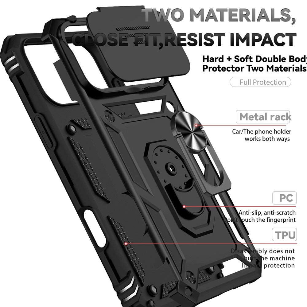 iPhone 17 Pro Hybridcase Ring + Camera Protector Zwart