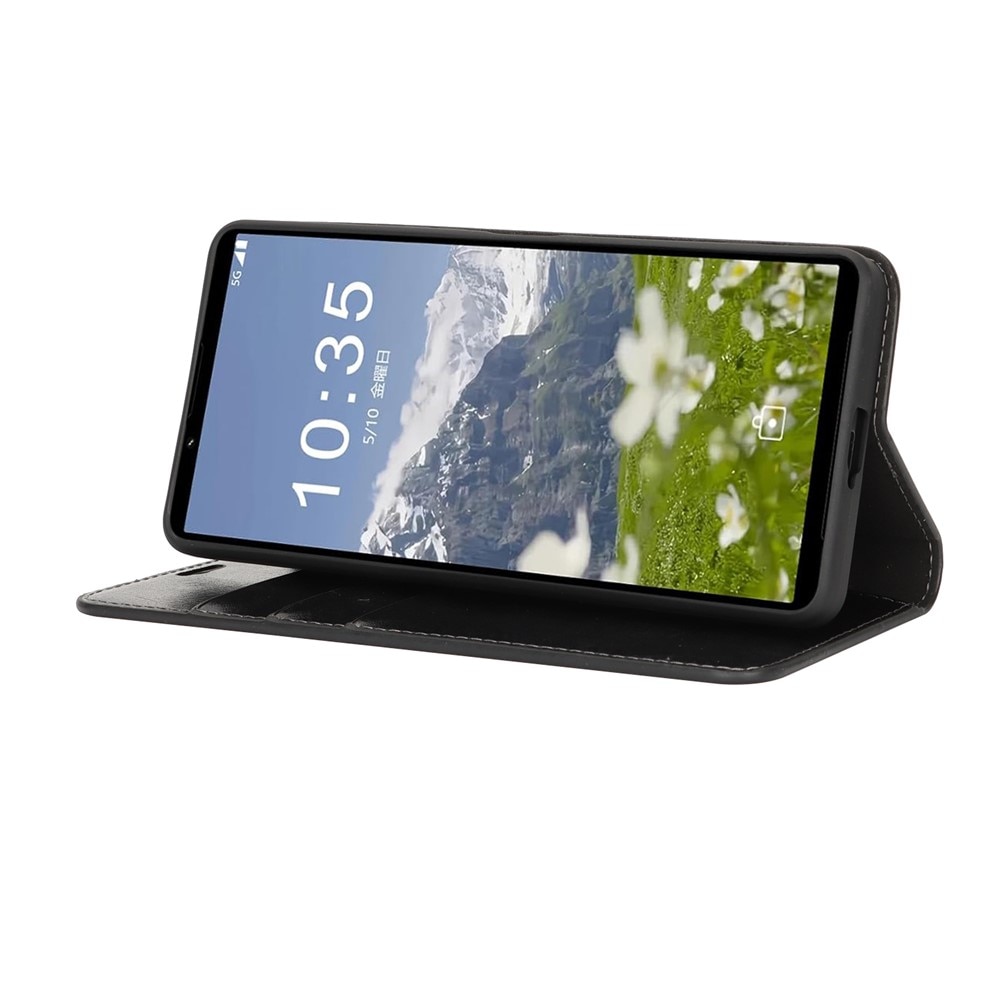 Sony Xperia 1 VII Mobielhoesje Echt Leer Zwart