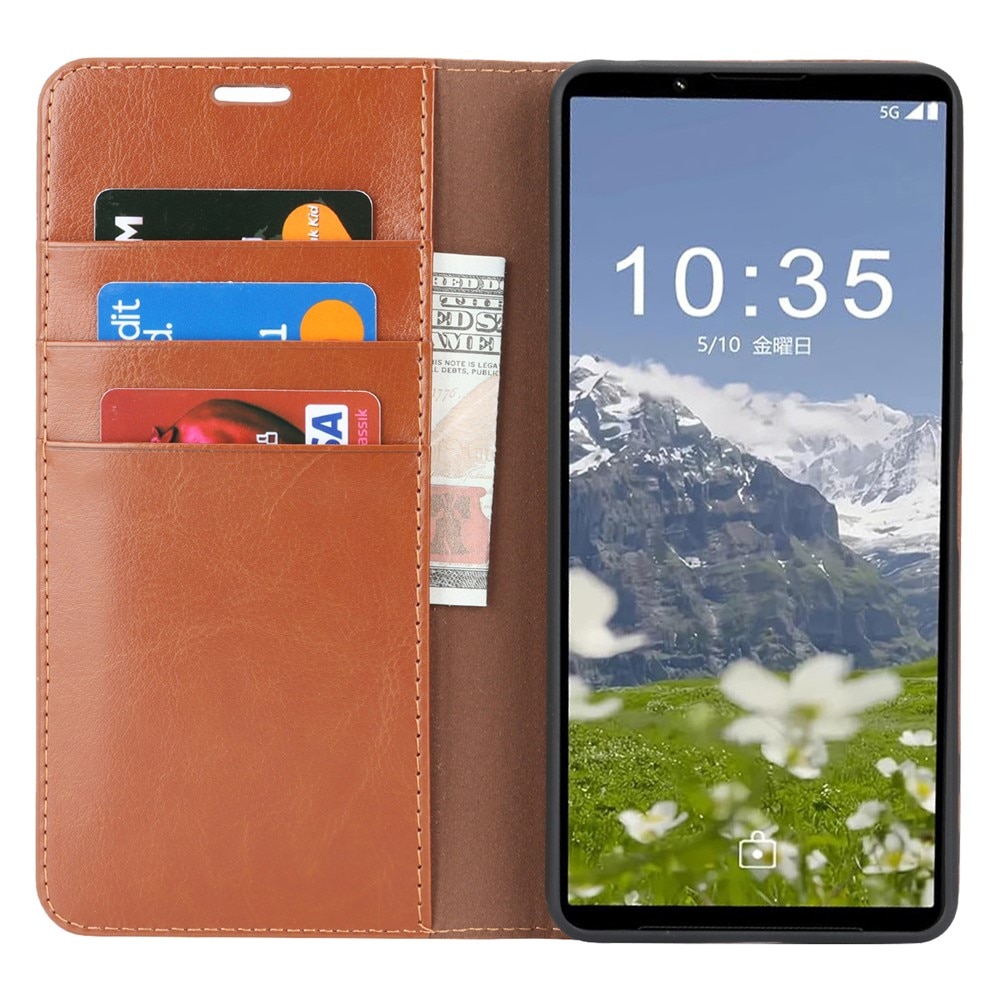 Sony Xperia 1 VII Mobielhoesje Echt Leer Bruin