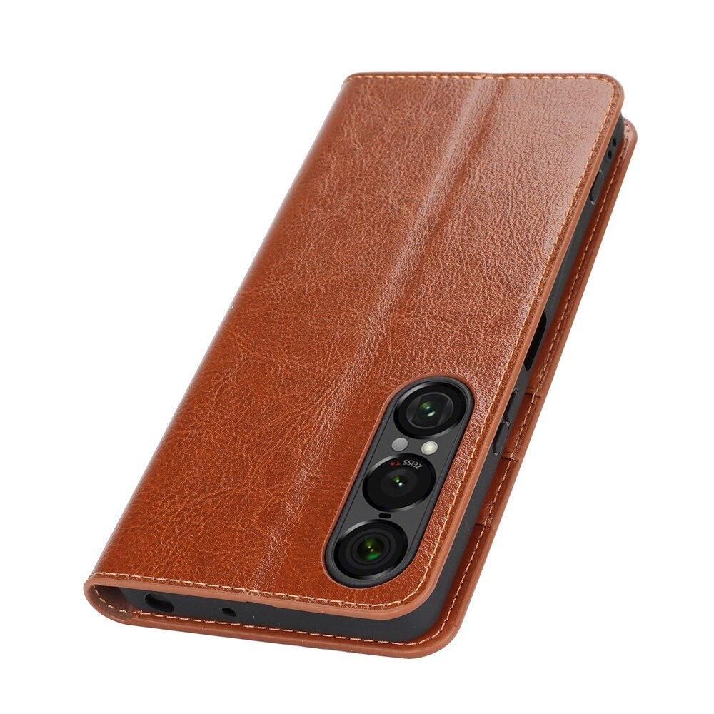 Sony Xperia 1 VII Mobielhoesje Echt Leer Bruin
