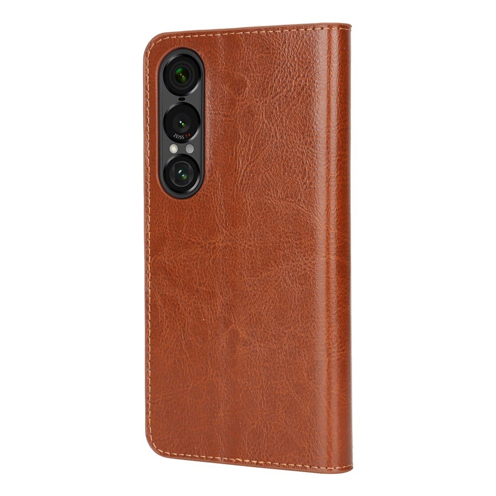 Sony Xperia 1 VII Mobielhoesje Echt Leer Bruin