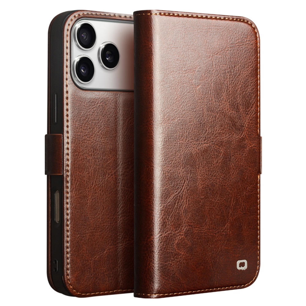 Leather Wallet Case iPhone 17 Pro Max Bruin