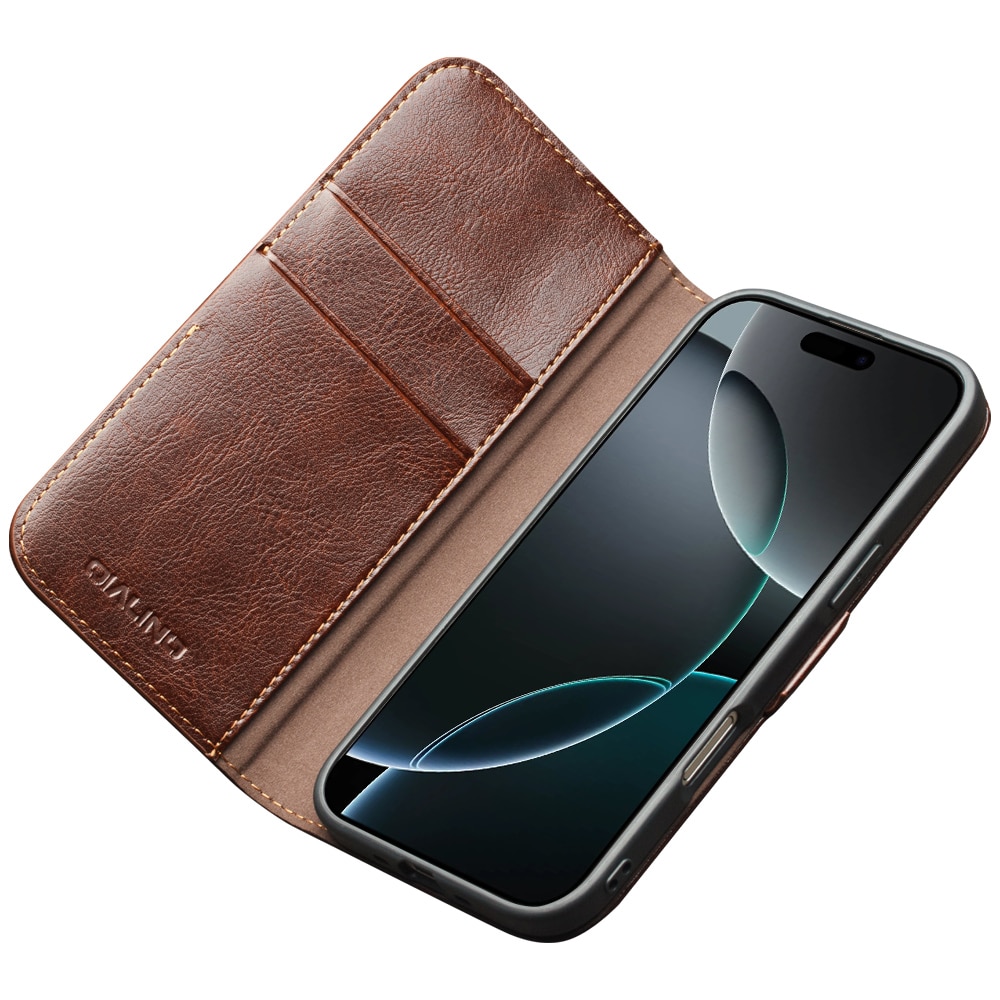 Leather Wallet Case iPhone 17 Pro Max Bruin