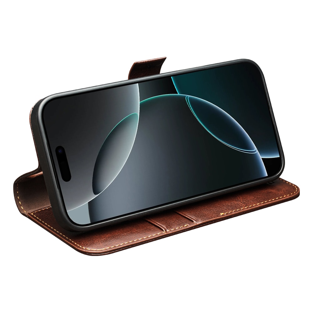 Leather Wallet Case iPhone 17 Pro Max Bruin