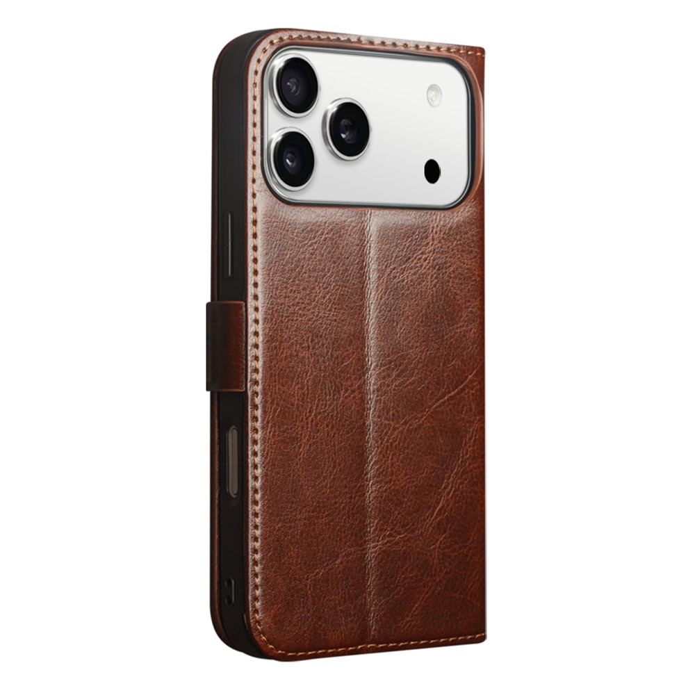 Leather Wallet Case iPhone 17 Pro Max Bruin
