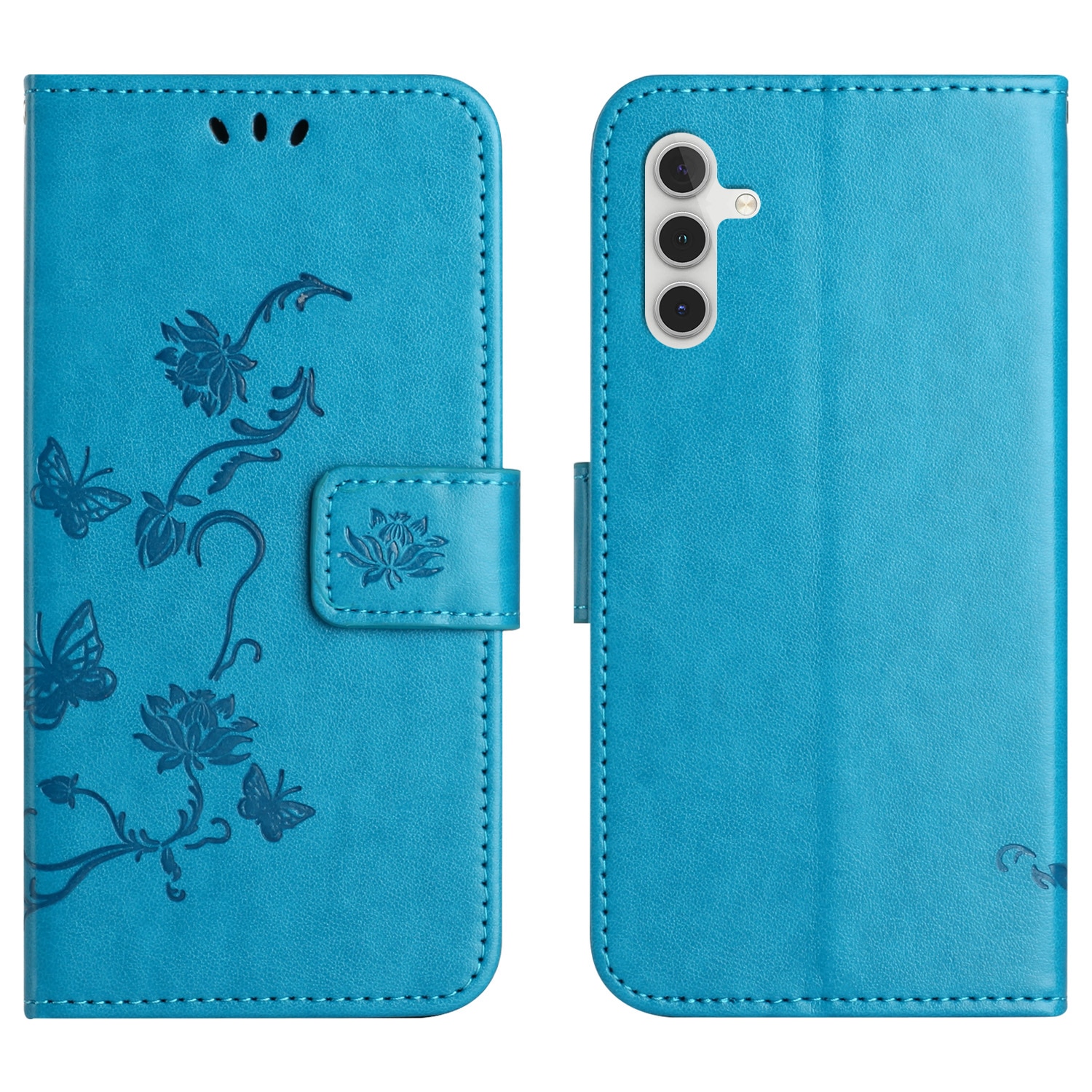Samsung Galaxy S25 FE Leren vlinderhoesje Blauw