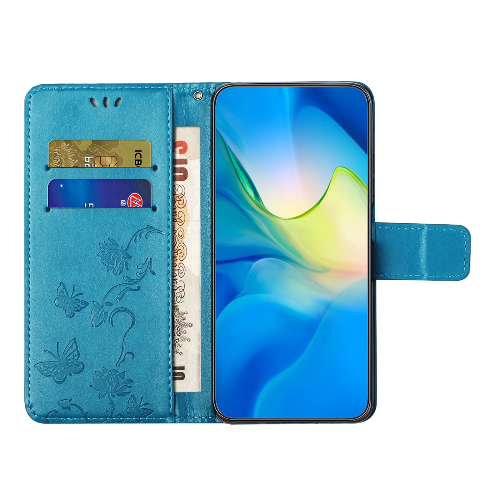Samsung Galaxy S25 FE Leren vlinderhoesje Blauw