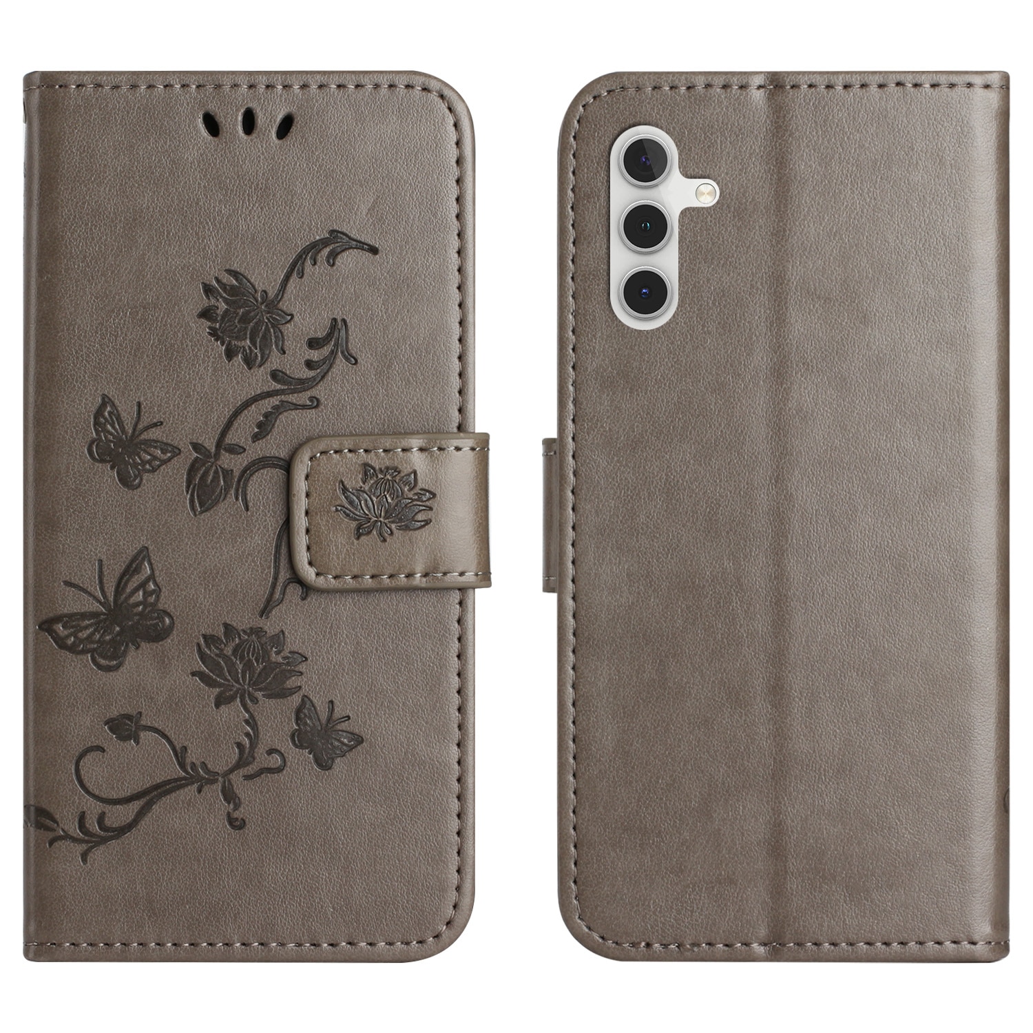 Samsung Galaxy S25 FE Leren vlinderhoesje Grijs