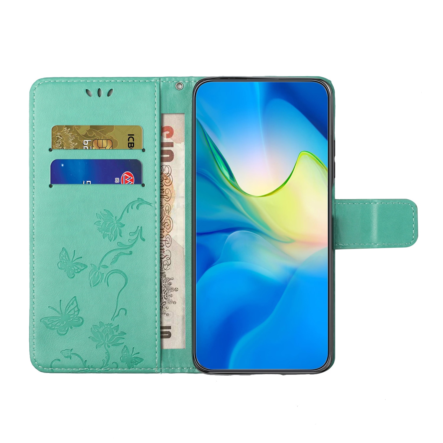 Samsung Galaxy S25 FE Leren vlinderhoesje Groen