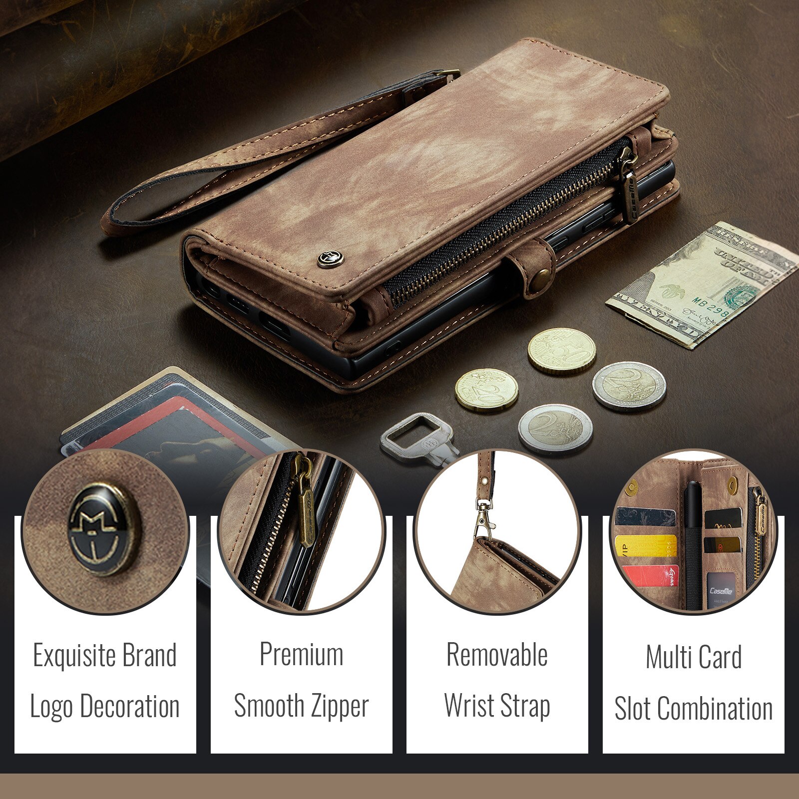 Multi-slot hoesje Samsung Galaxy Z Fold 7 Bruin