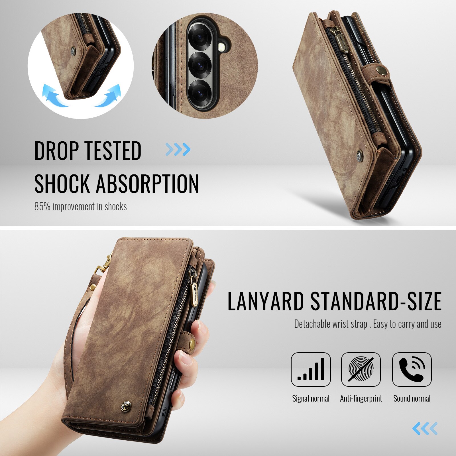 Multi-slot hoesje Samsung Galaxy Z Fold 7 Bruin