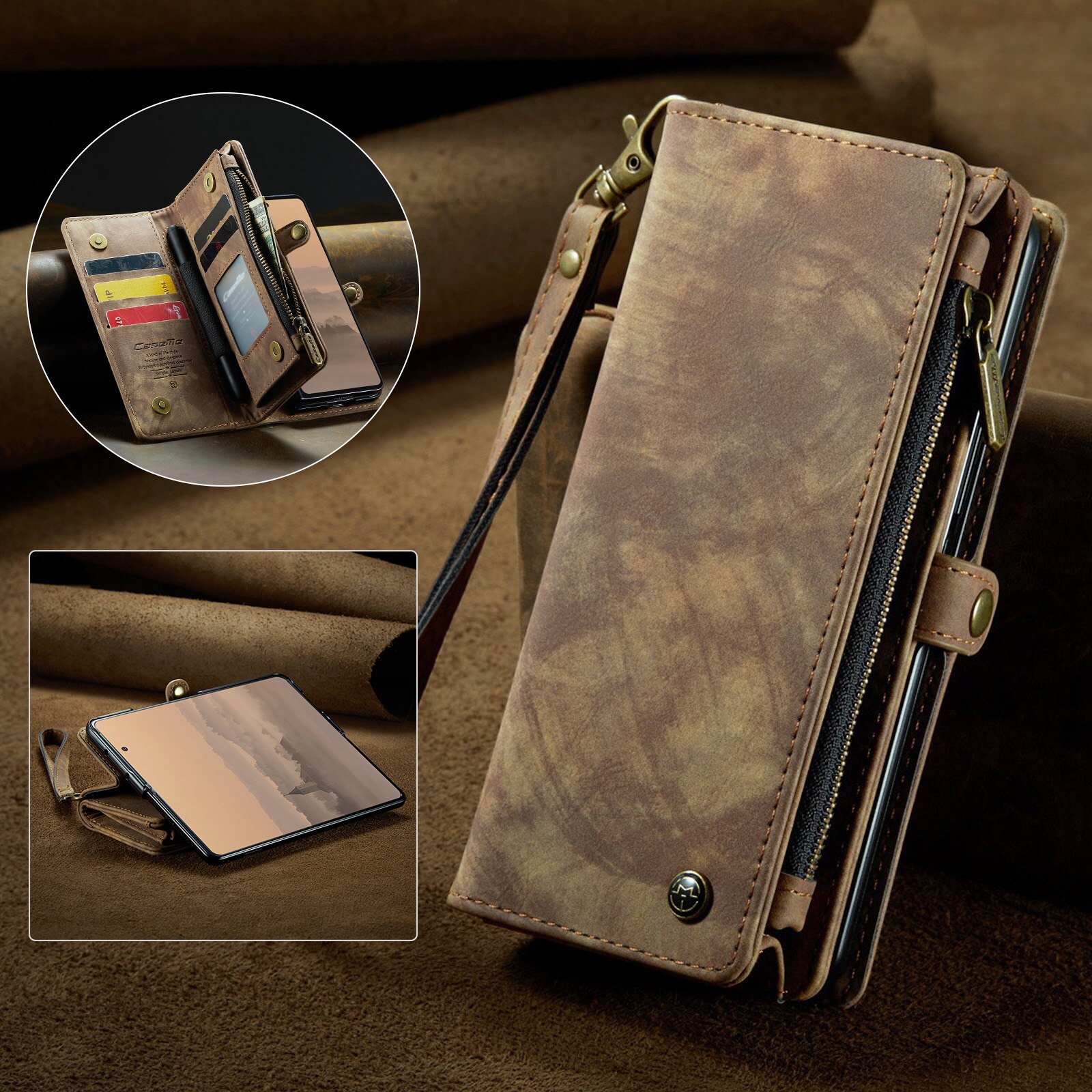 Multi-slot hoesje Samsung Galaxy Z Fold 7 Bruin