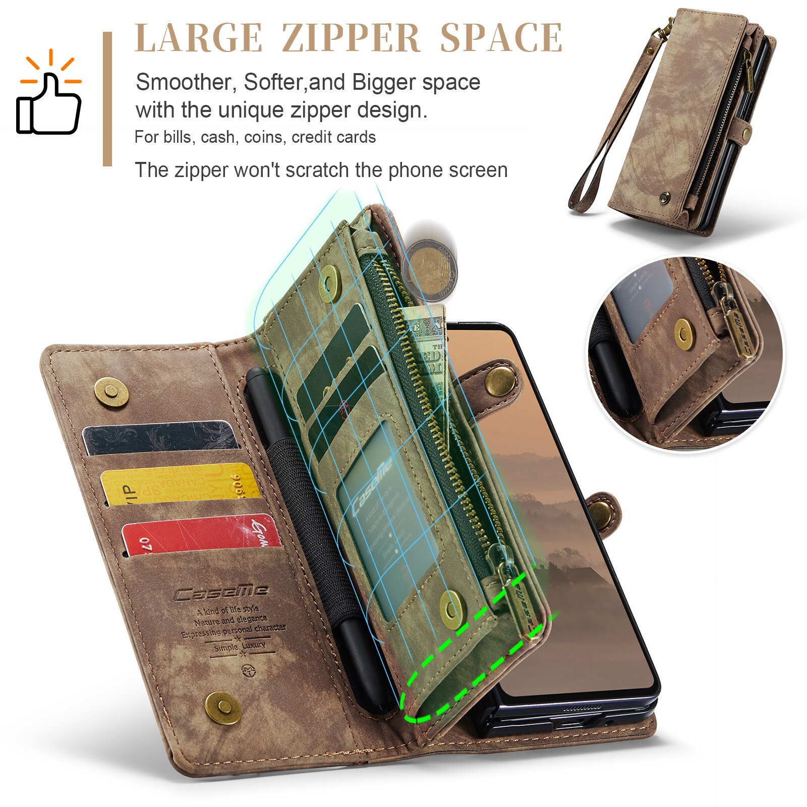 Multi-slot hoesje Samsung Galaxy Z Fold 7 Bruin