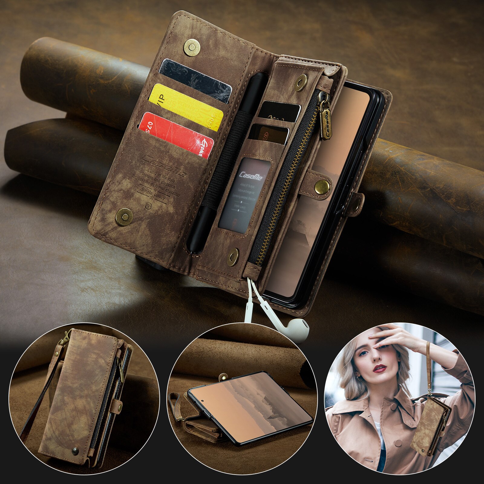 Multi-slot hoesje Samsung Galaxy Z Fold 7 Bruin