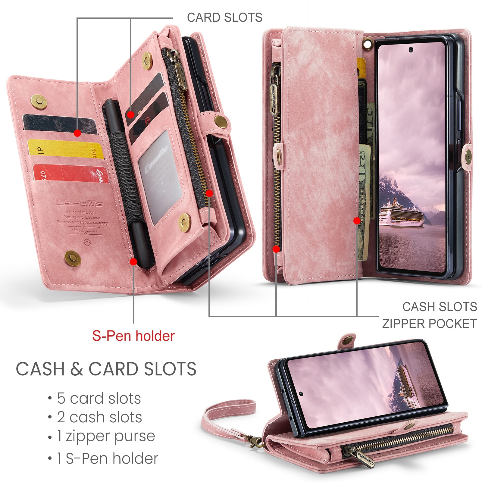Multi-slot hoesje Samsung Galaxy Z Fold 7 Roze