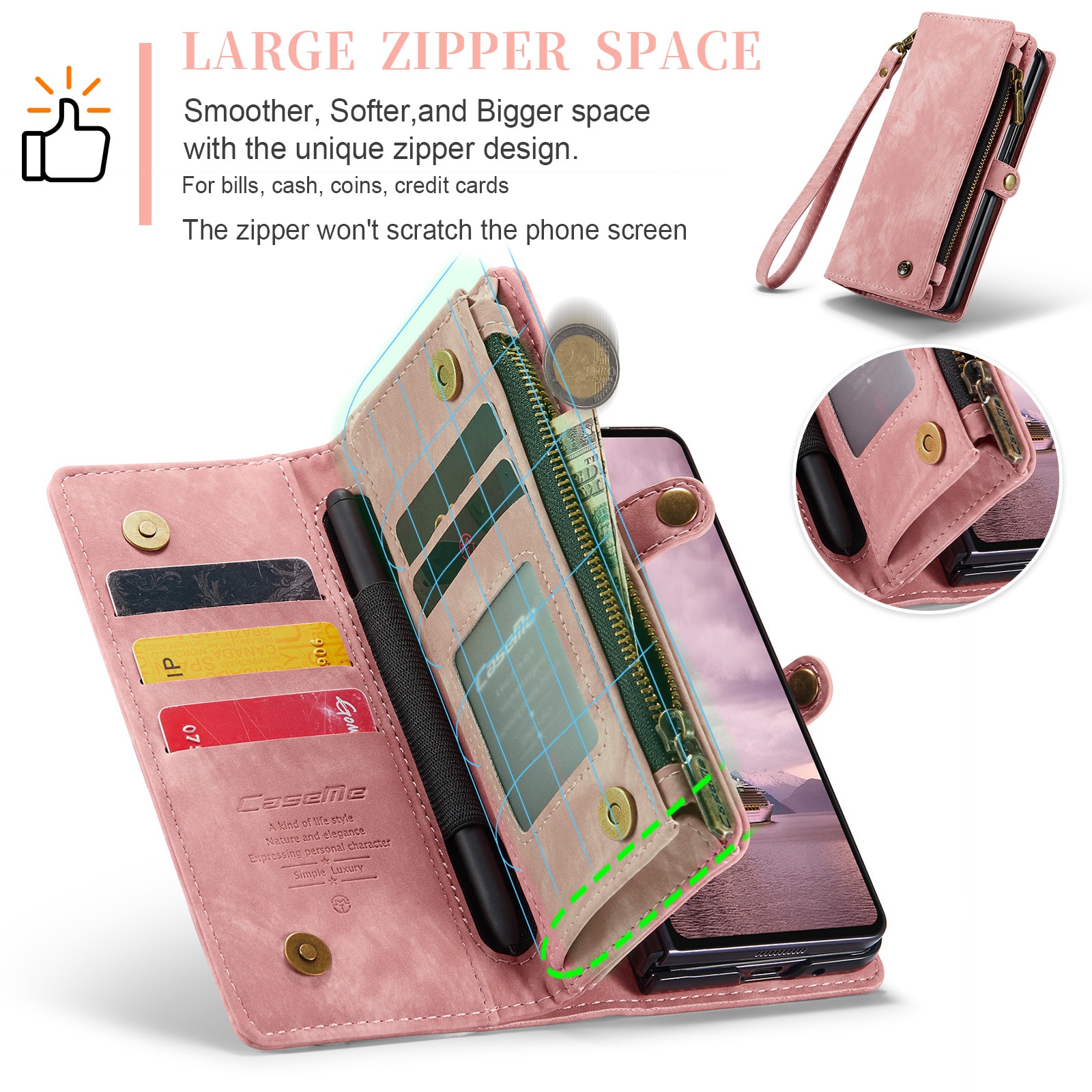 Multi-slot hoesje Samsung Galaxy Z Fold 7 Roze