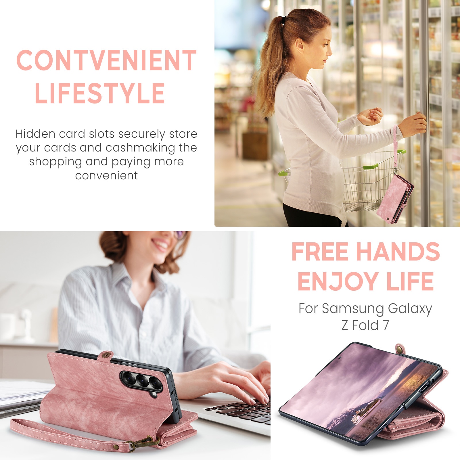 Multi-slot hoesje Samsung Galaxy Z Fold 7 Roze