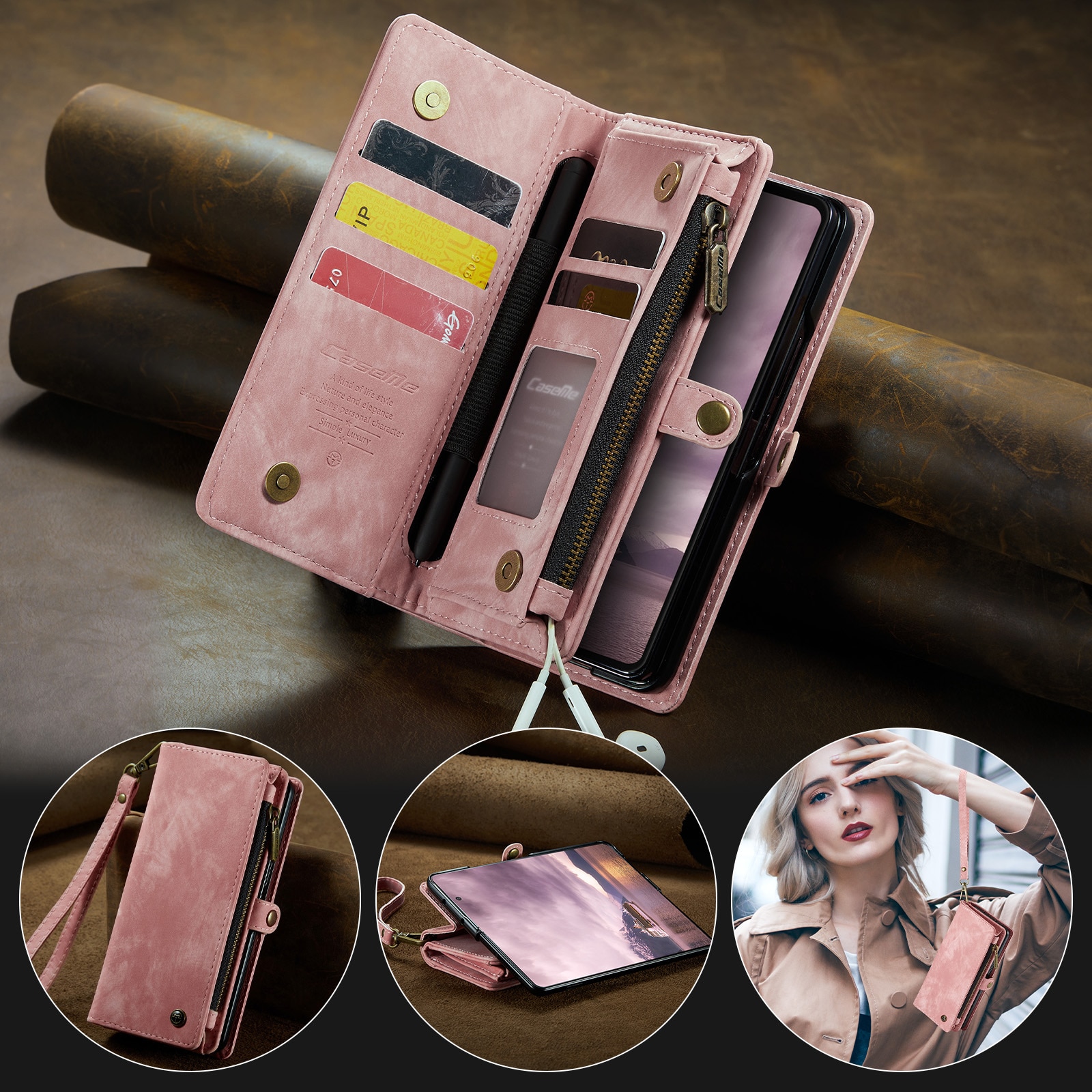 Multi-slot hoesje Samsung Galaxy Z Fold 7 Roze