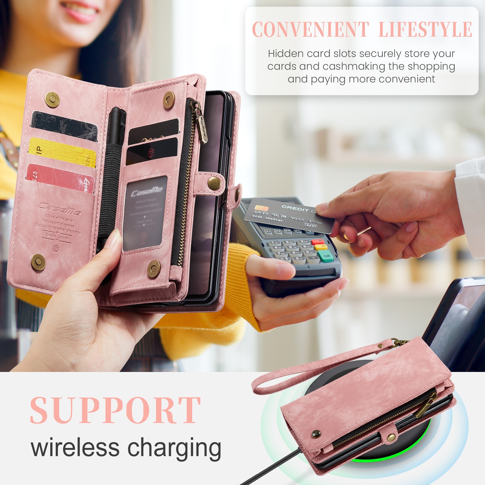 Multi-slot hoesje Samsung Galaxy Z Fold 7 Roze