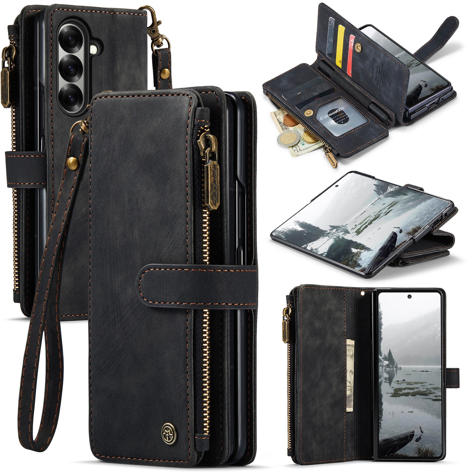 Bookcover hoesje Rits Samsung Galaxy Z Fold 7 zwart