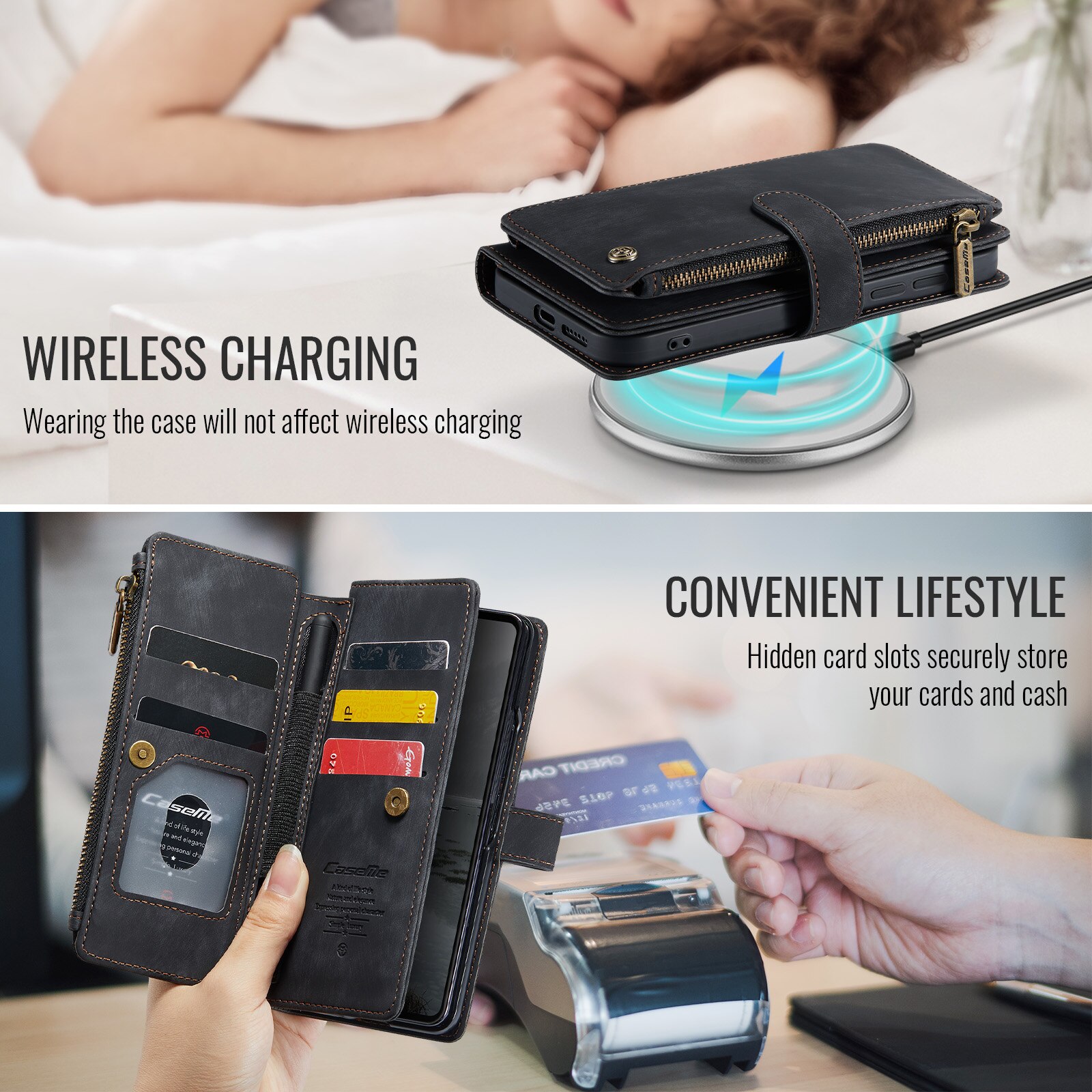 Bookcover hoesje Rits Samsung Galaxy Z Fold 7 zwart