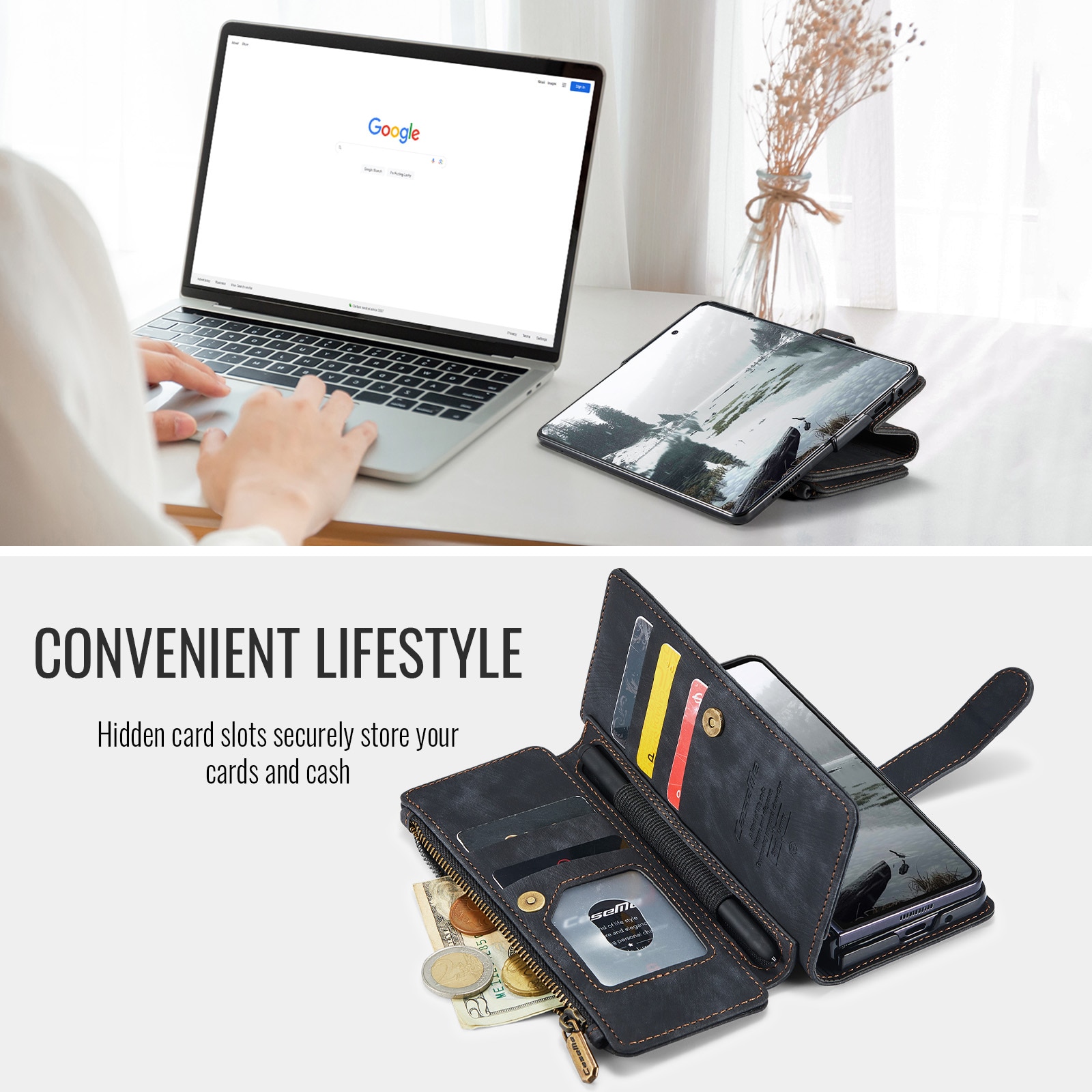 Bookcover hoesje Rits Samsung Galaxy Z Fold 7 zwart