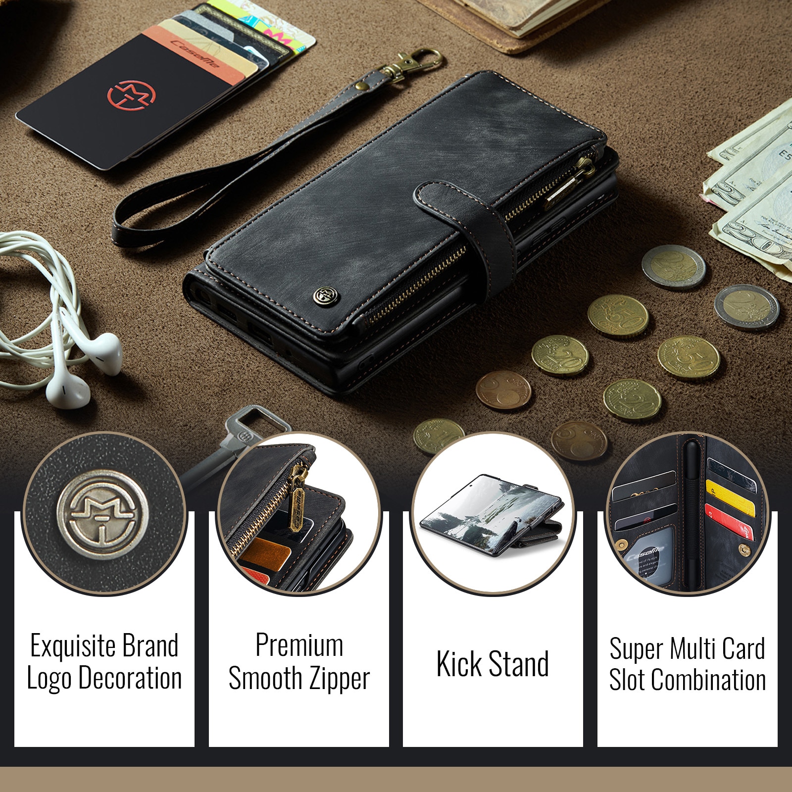 Bookcover hoesje Rits Samsung Galaxy Z Fold 7 zwart