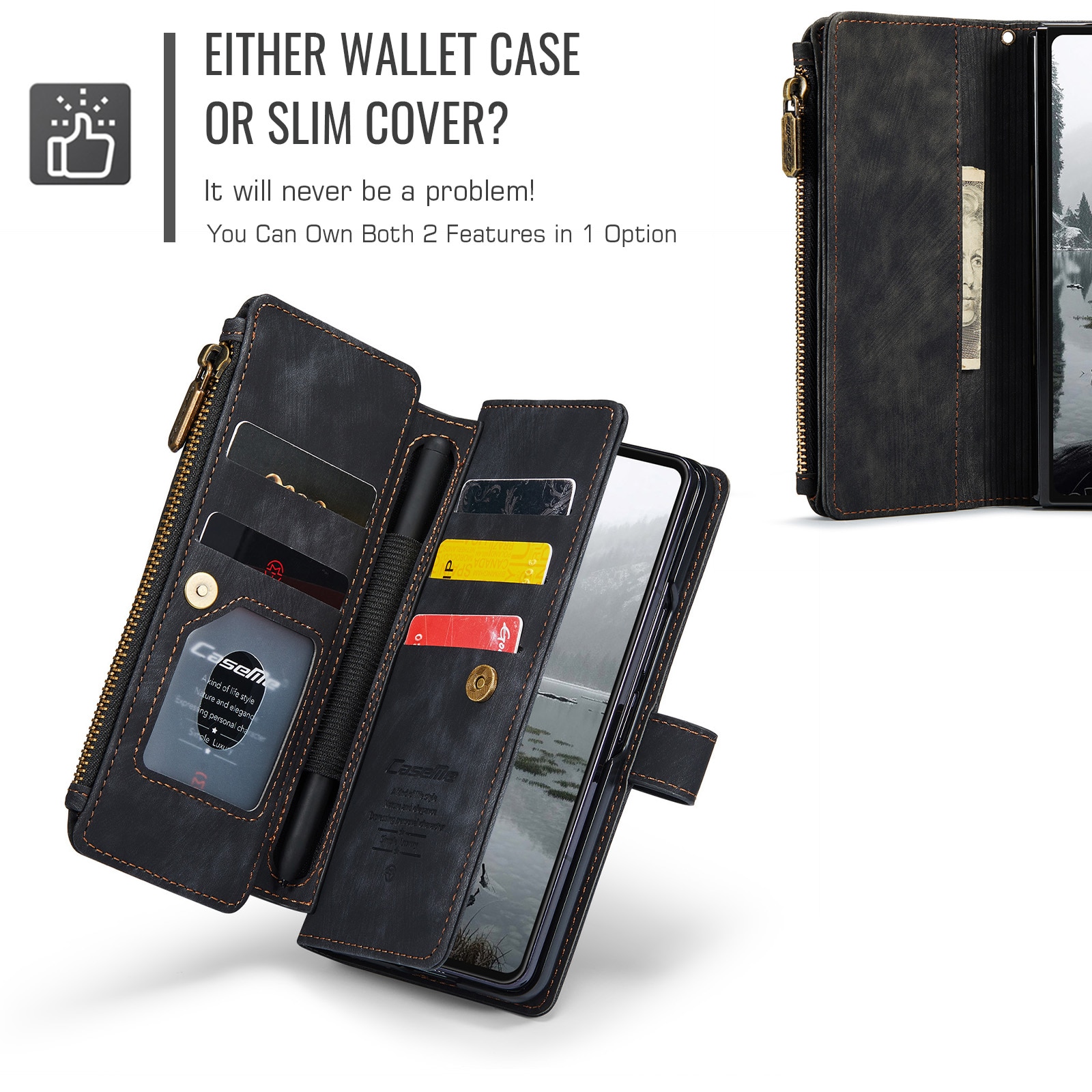 Bookcover hoesje Rits Samsung Galaxy Z Fold 7 zwart