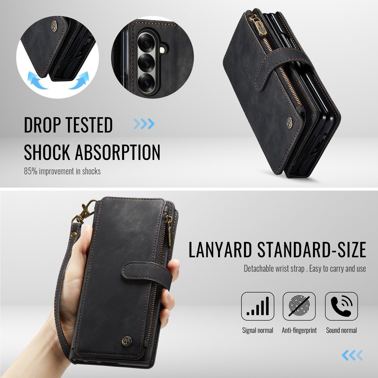 Bookcover hoesje Rits Samsung Galaxy Z Fold 7 zwart