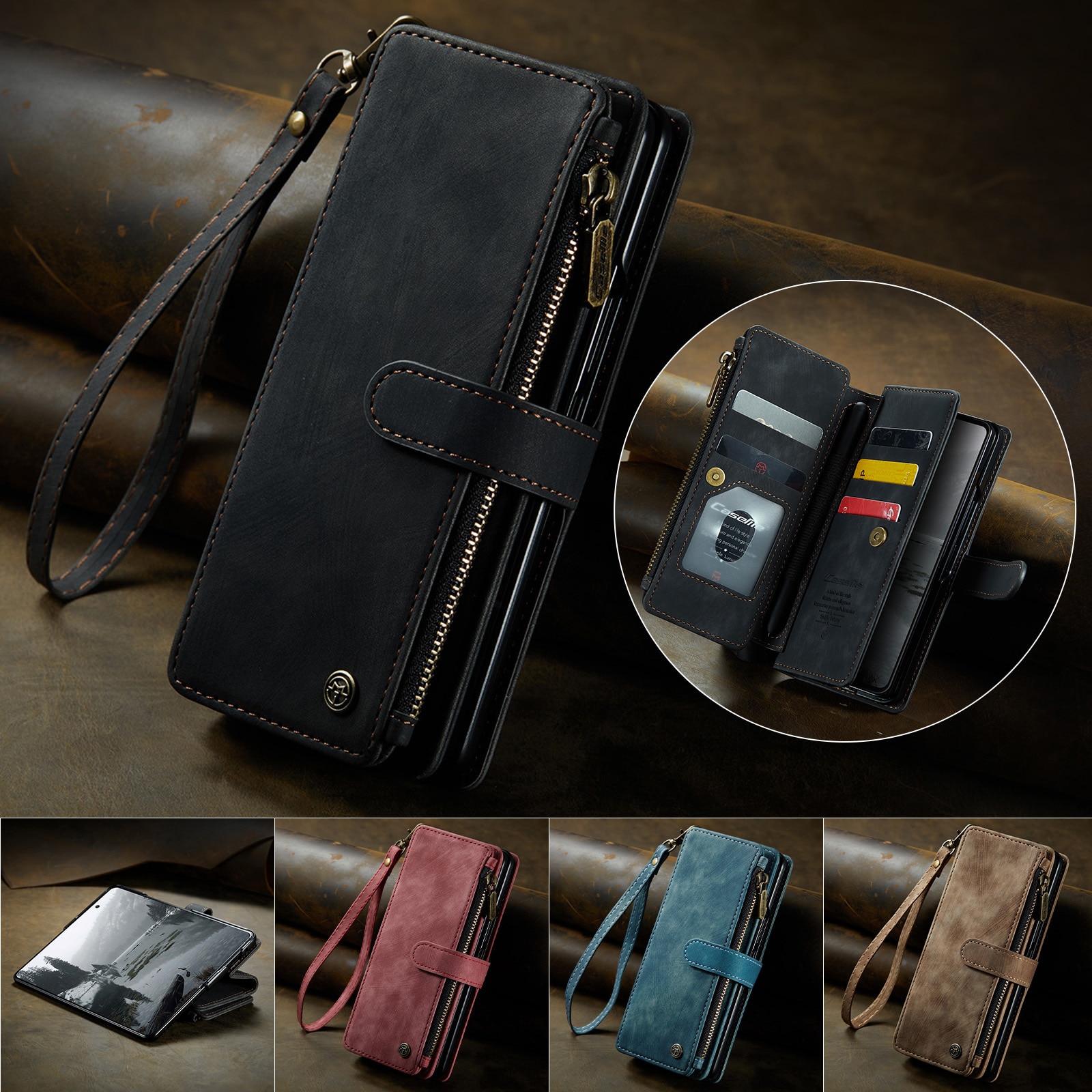 Bookcover hoesje Rits Samsung Galaxy Z Fold 7 zwart
