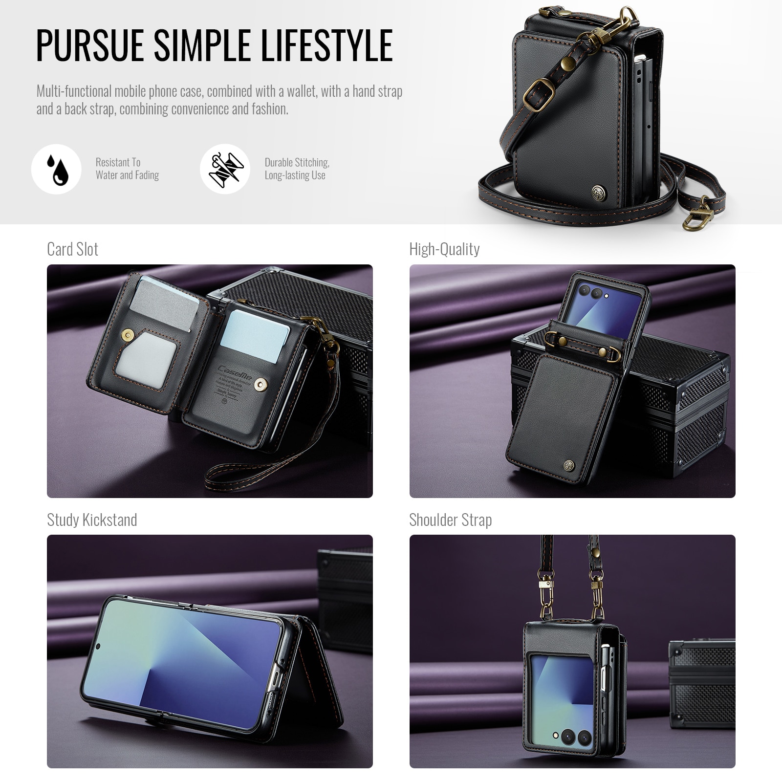RFID blocking Portemonnee hoesje Samsung Galaxy Z Flip 7 Zwart
