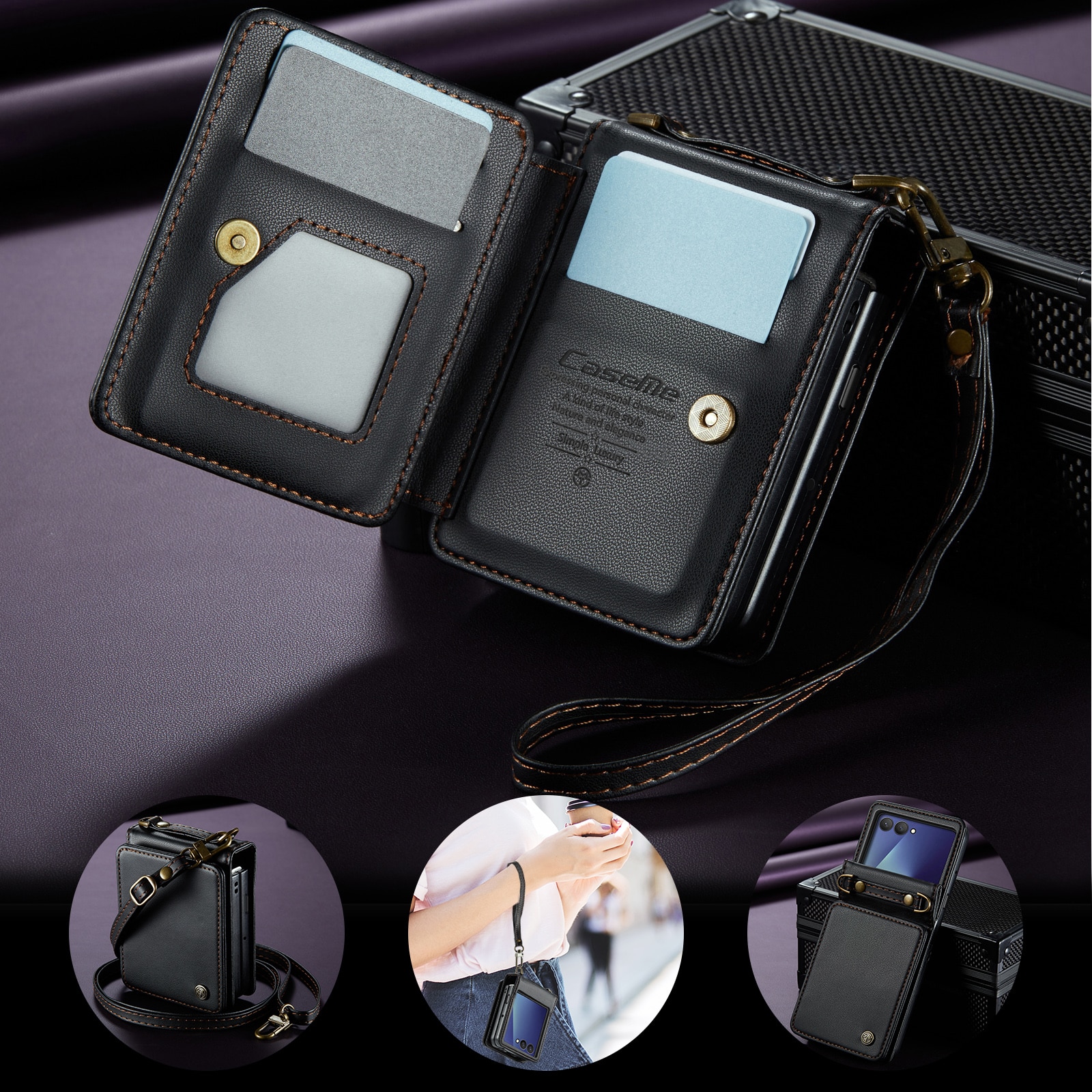 RFID blocking Portemonnee hoesje Samsung Galaxy Z Flip 7 Zwart