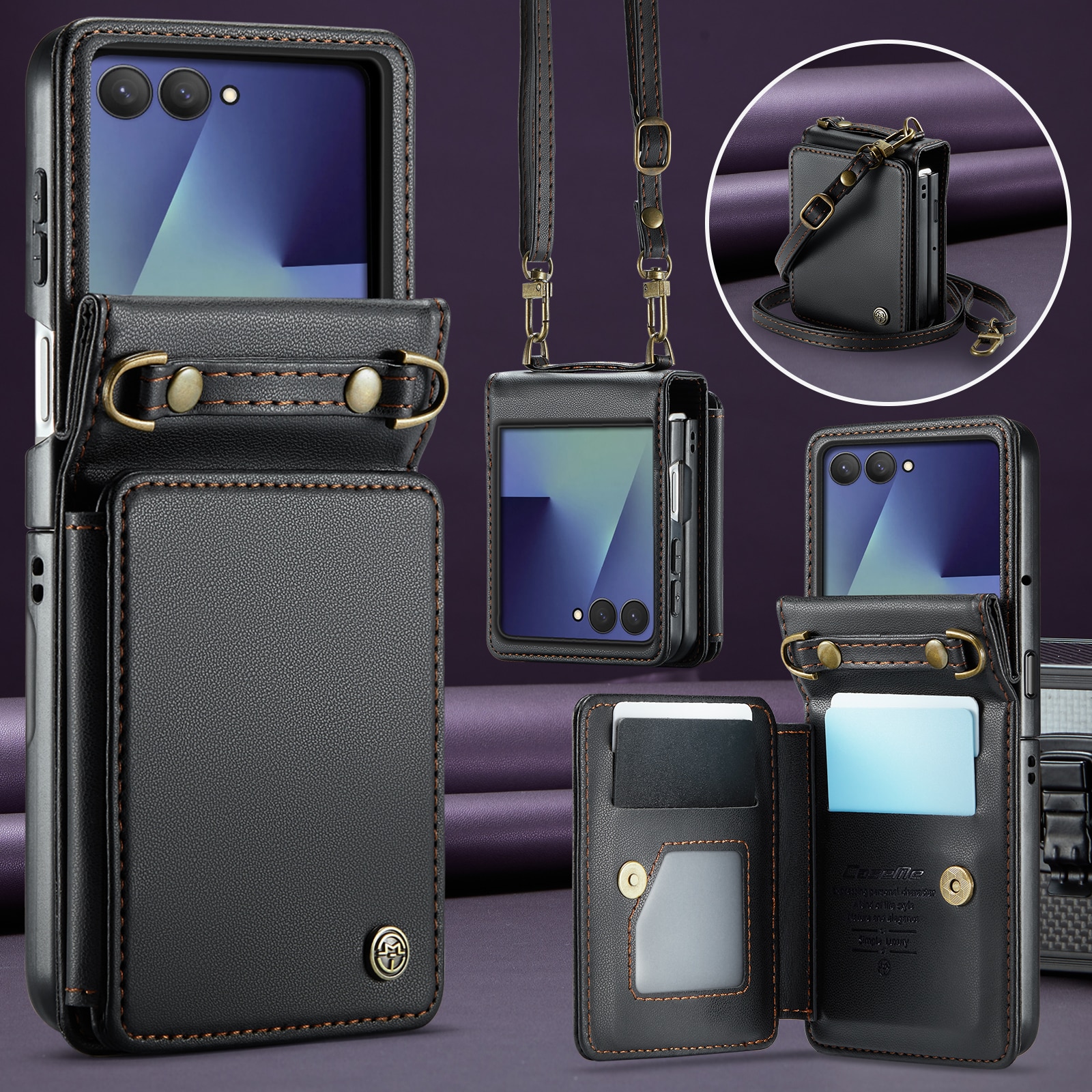 RFID blocking Portemonnee hoesje Samsung Galaxy Z Flip 7 Zwart