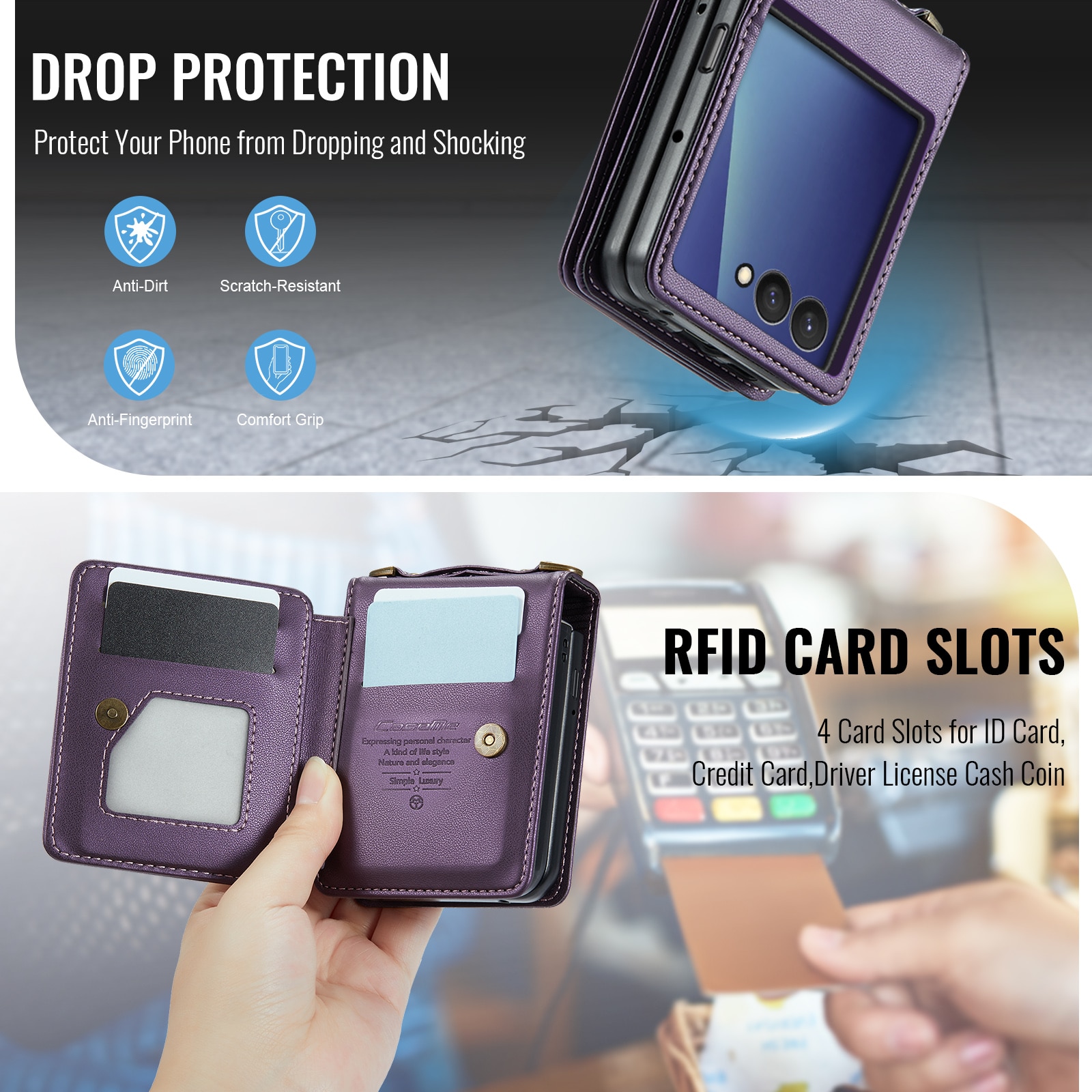 RFID blocking Portemonnee hoesje Samsung Galaxy Z Flip 7 Paars
