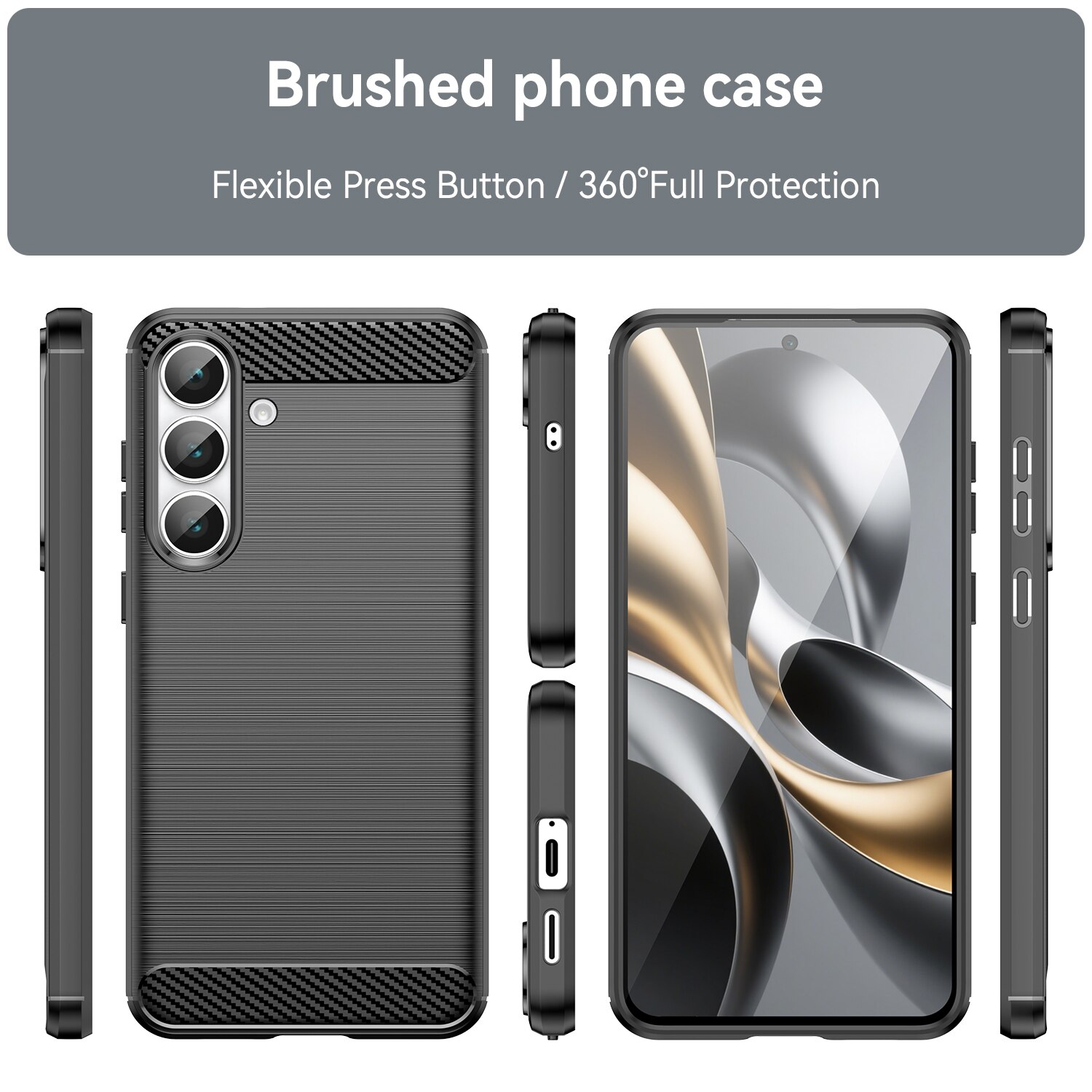 Hoesje TPU Brushed Samsung Galaxy S25 FE Zwart