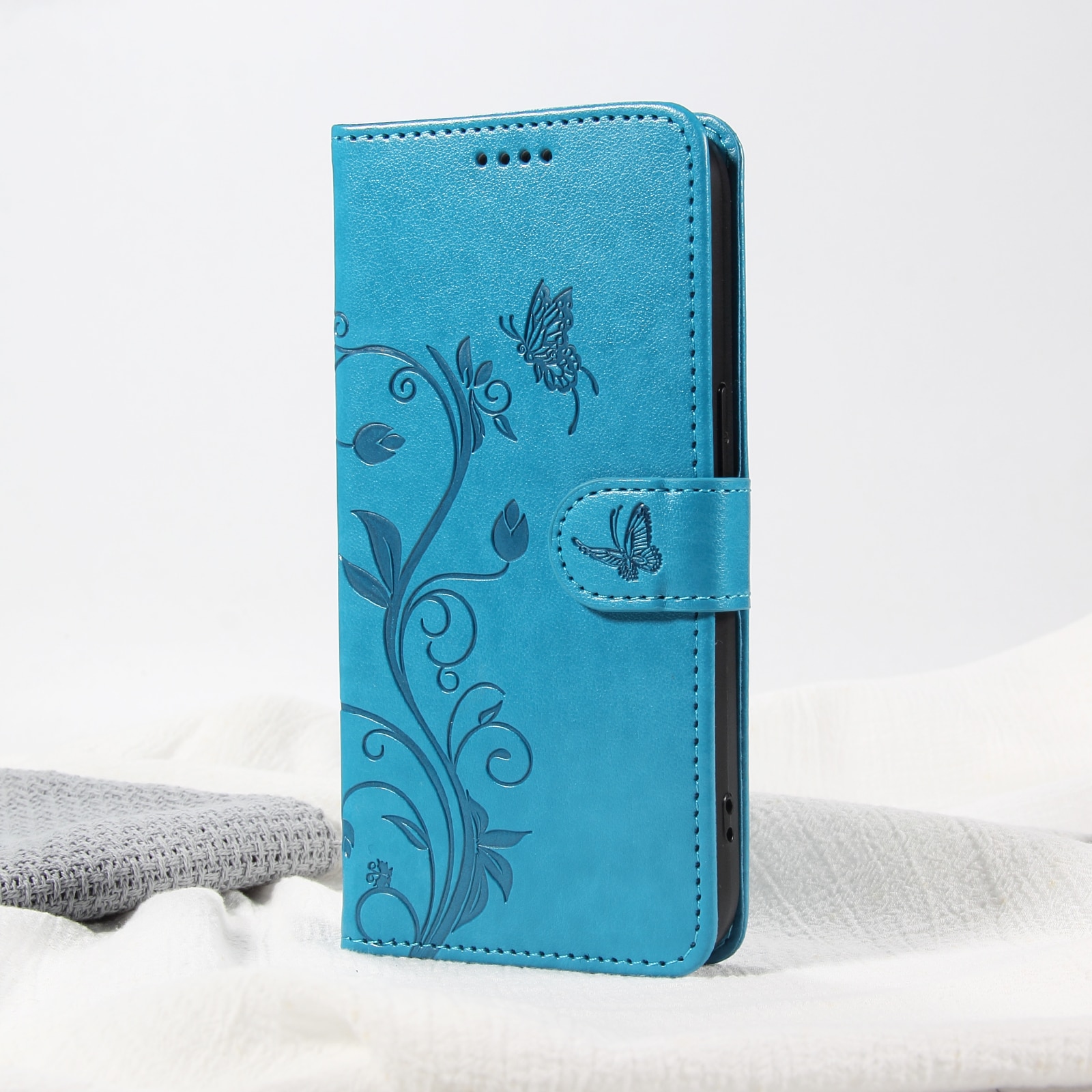 Oppo Reno 14 F Leren vlinderhoesje Blauw