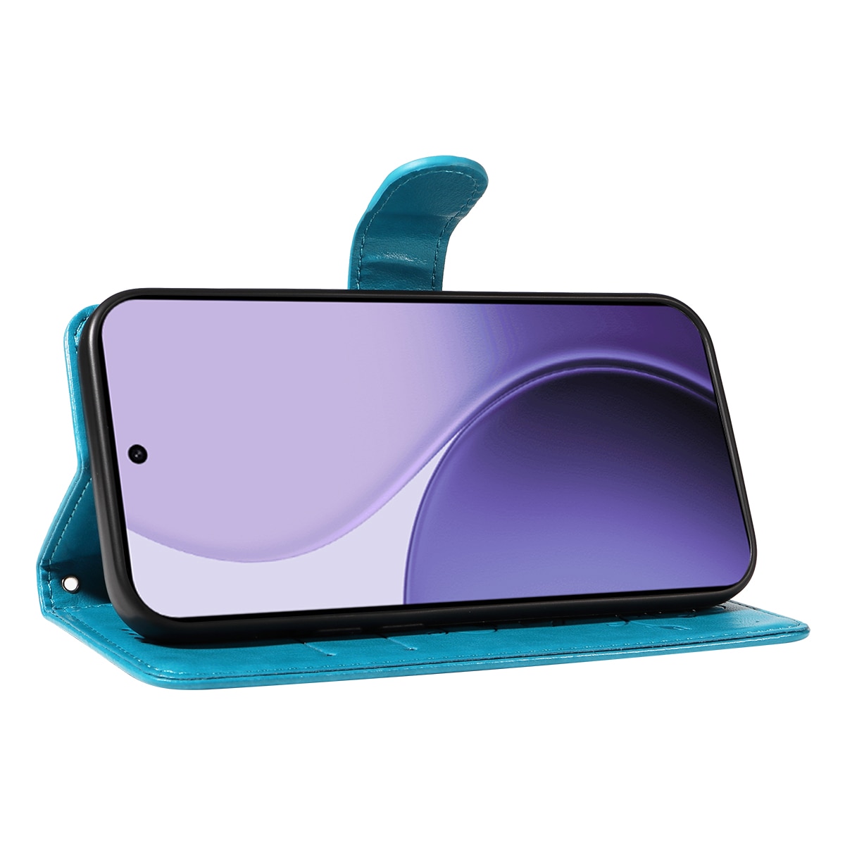 Oppo Reno 14 F Leren vlinderhoesje Blauw