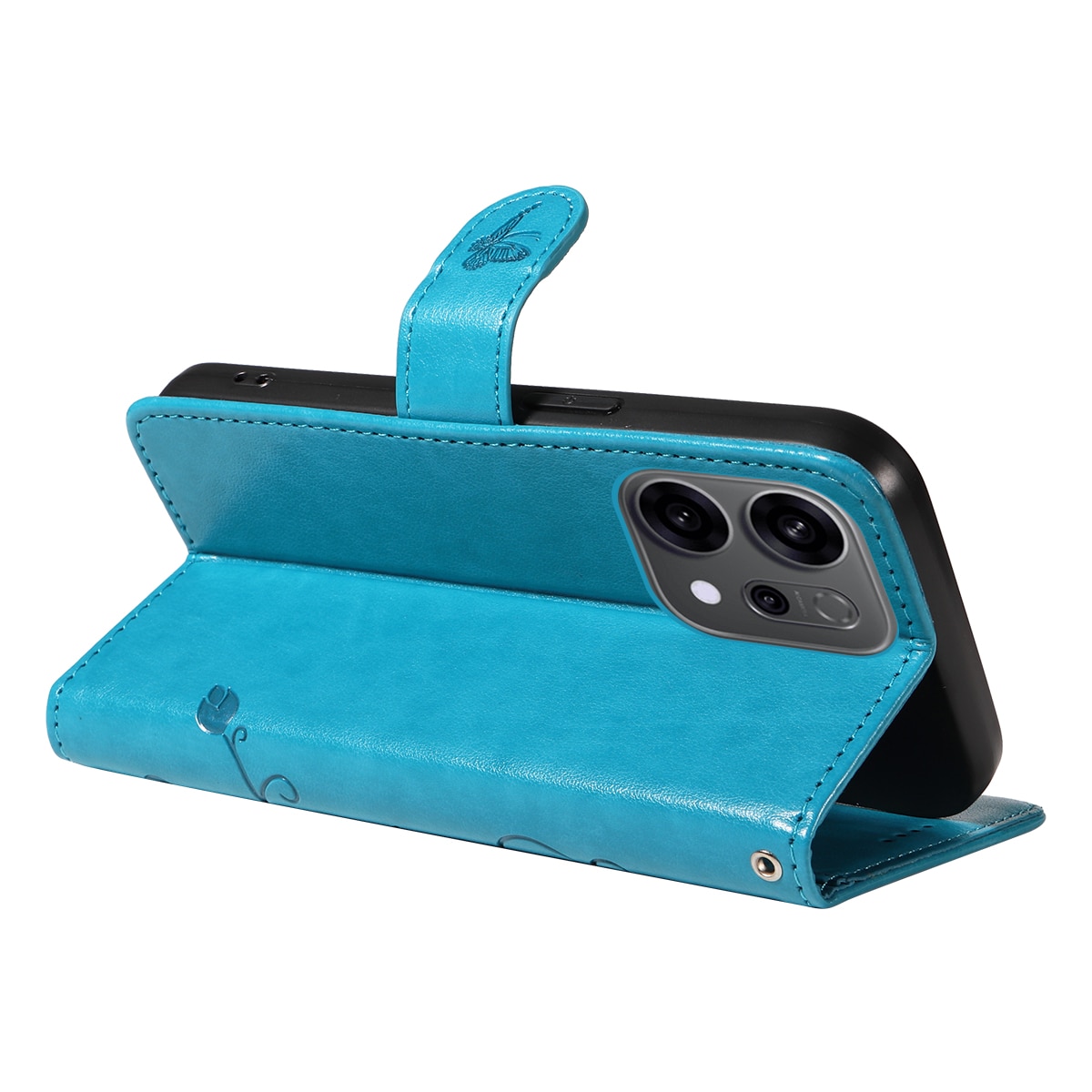 Oppo Reno 14 F Leren vlinderhoesje Blauw
