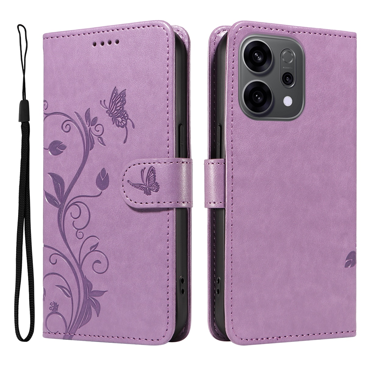 Oppo Reno 14 Leren vlinderhoesje Paars