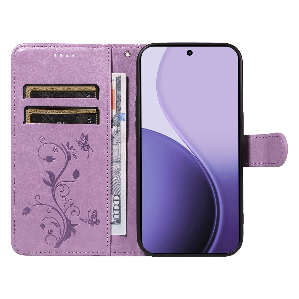 Oppo Reno 14 Leren vlinderhoesje Paars