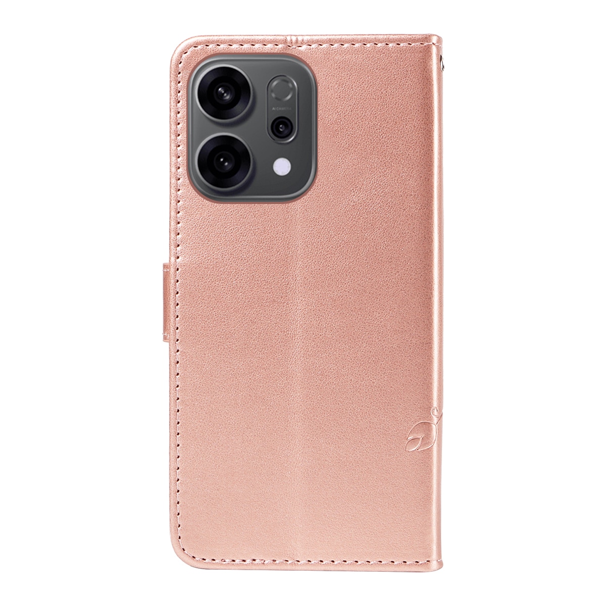 Oppo Reno 14 F Leren vlinderhoesje Rosé goud
