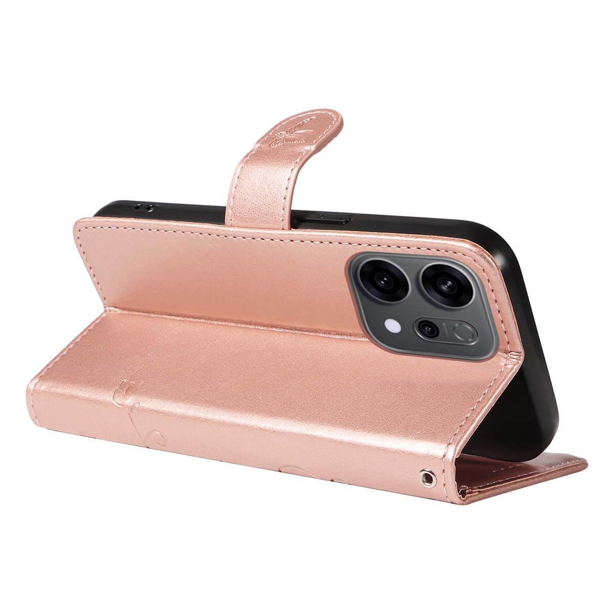 Oppo Reno 14 F Leren vlinderhoesje Rosé goud