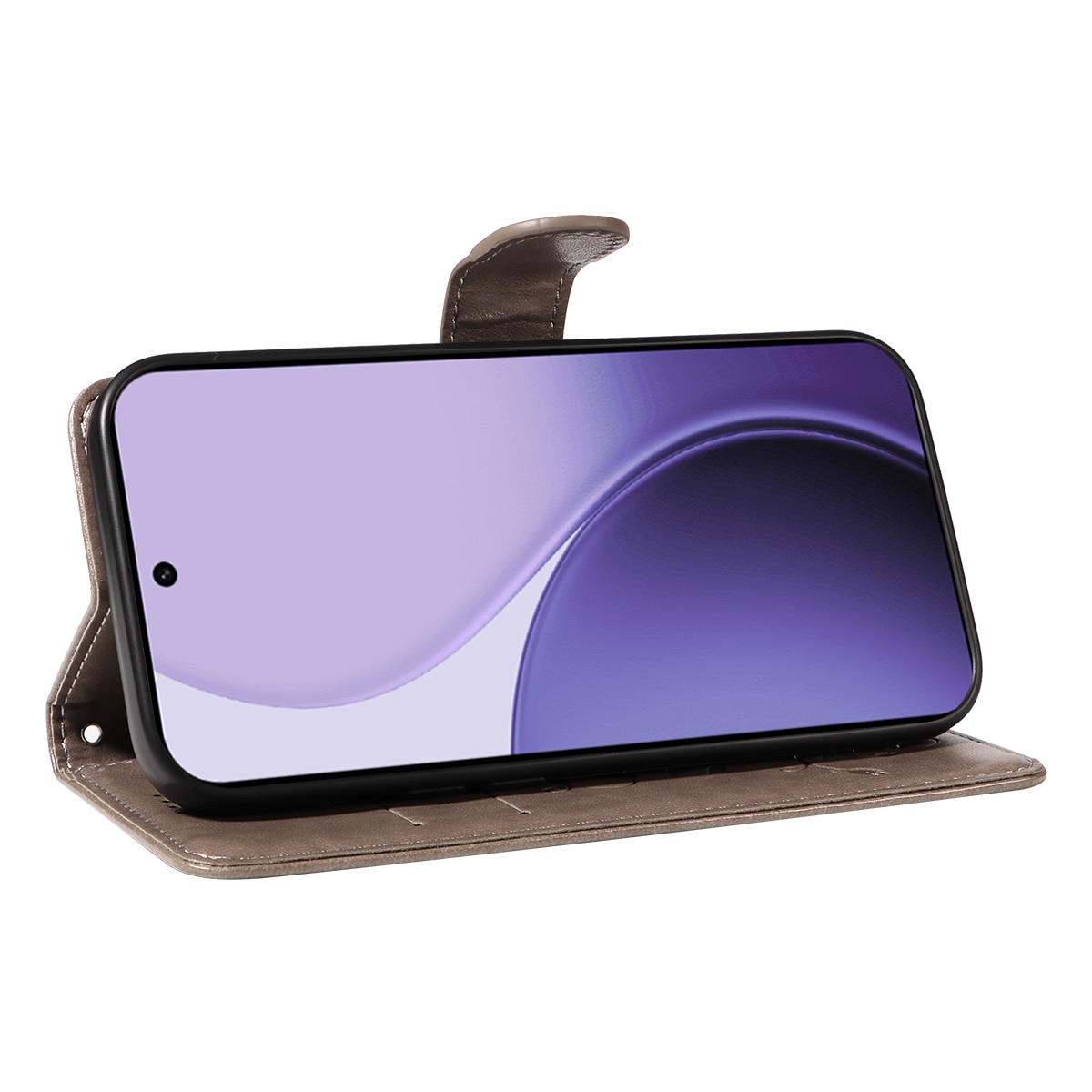Oppo Reno 14 F Leren vlinderhoesje Grijs