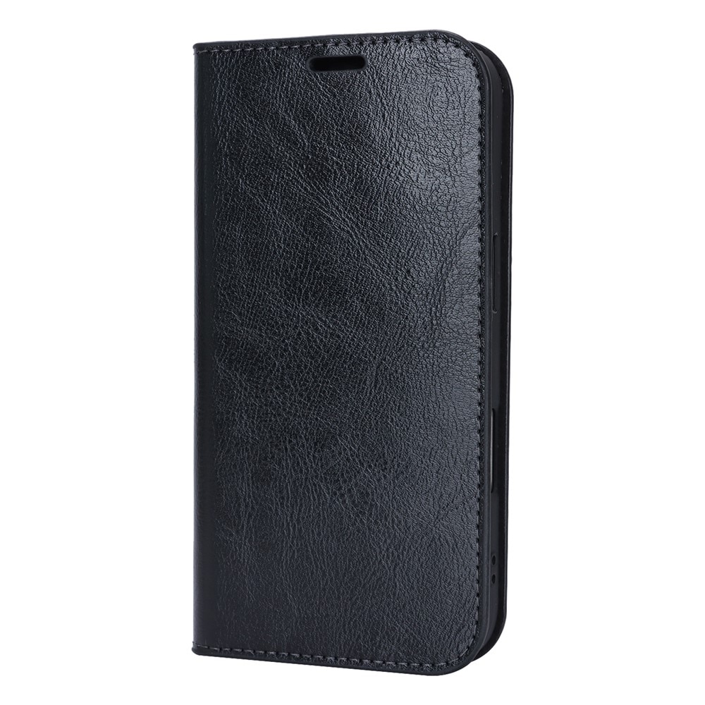 iPhone 17 Mobielhoesje Echt Leer Zwart