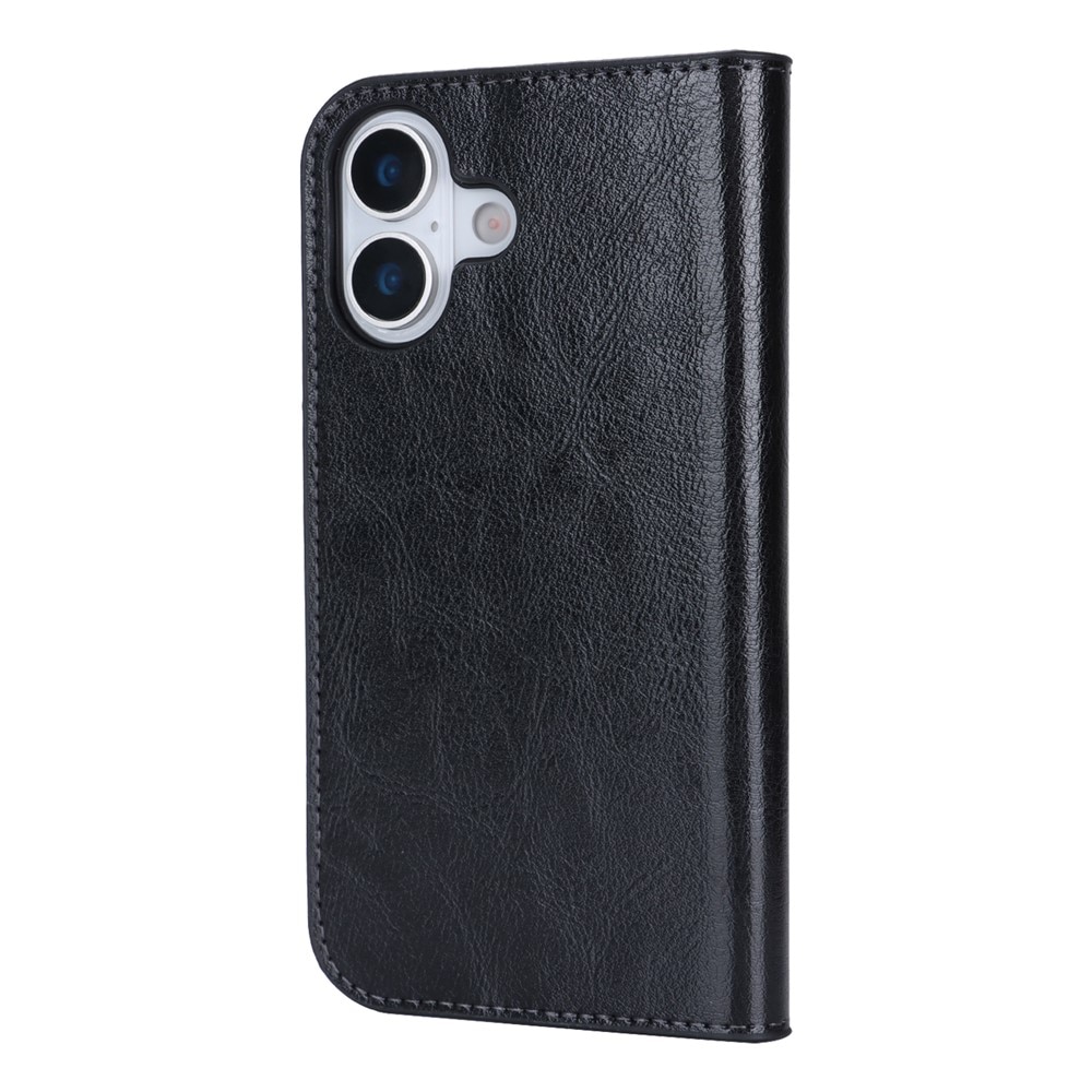 iPhone 17 Mobielhoesje Echt Leer Zwart
