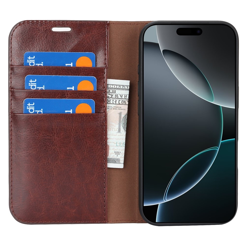 iPhone 17 Mobielhoesje Echt Leer Donkerbruin