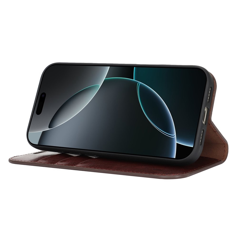 iPhone 17 Mobielhoesje Echt Leer Donkerbruin