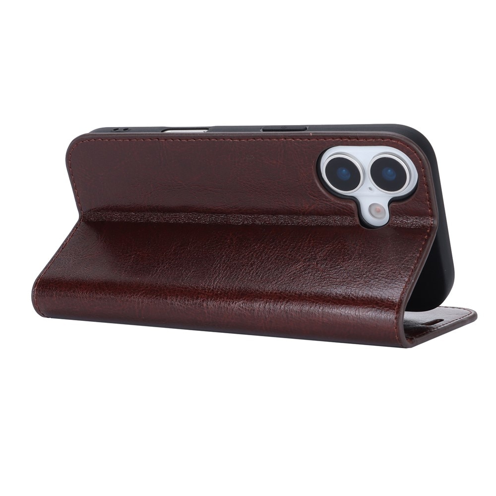 iPhone 17 Mobielhoesje Echt Leer Donkerbruin