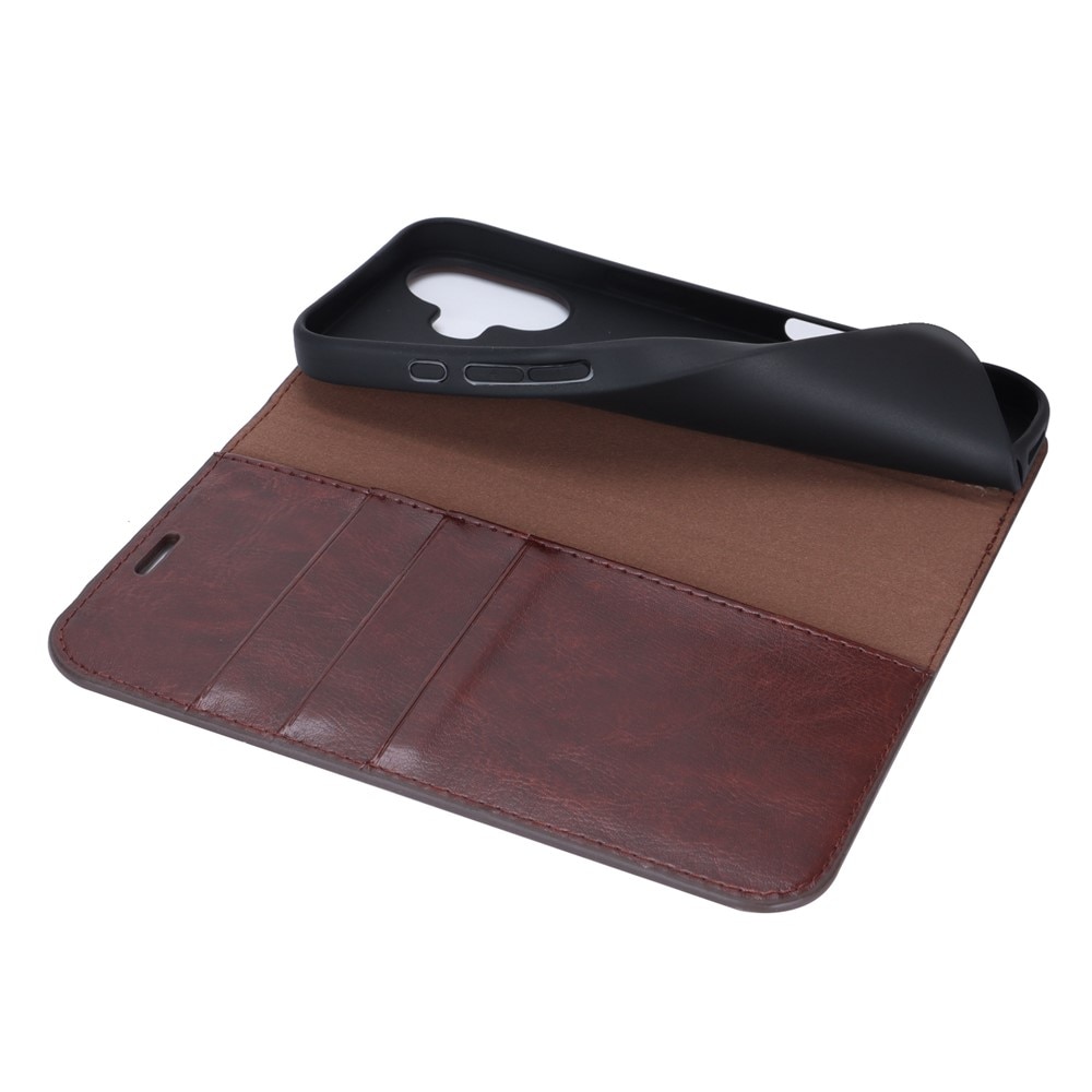 iPhone 17 Mobielhoesje Echt Leer Donkerbruin