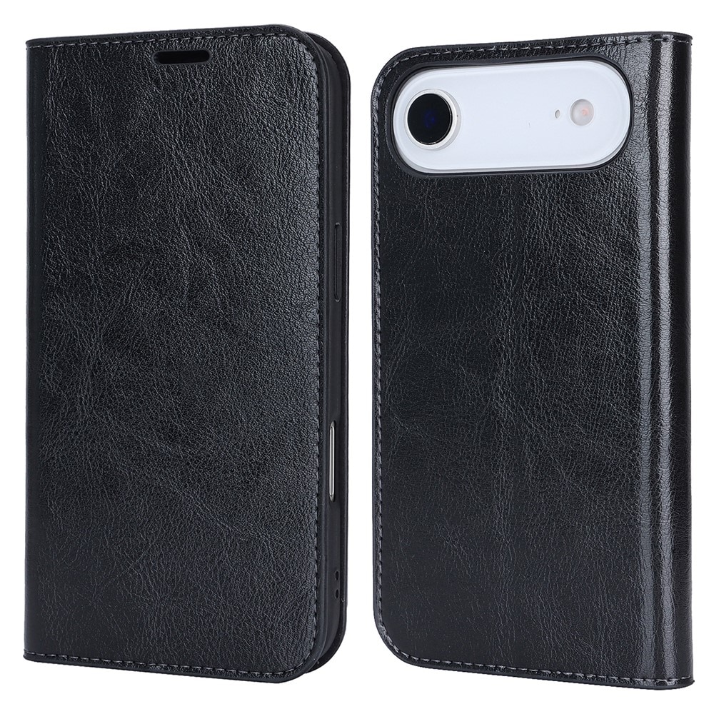 iPhone 17 Air Mobielhoesje Echt Leer Zwart